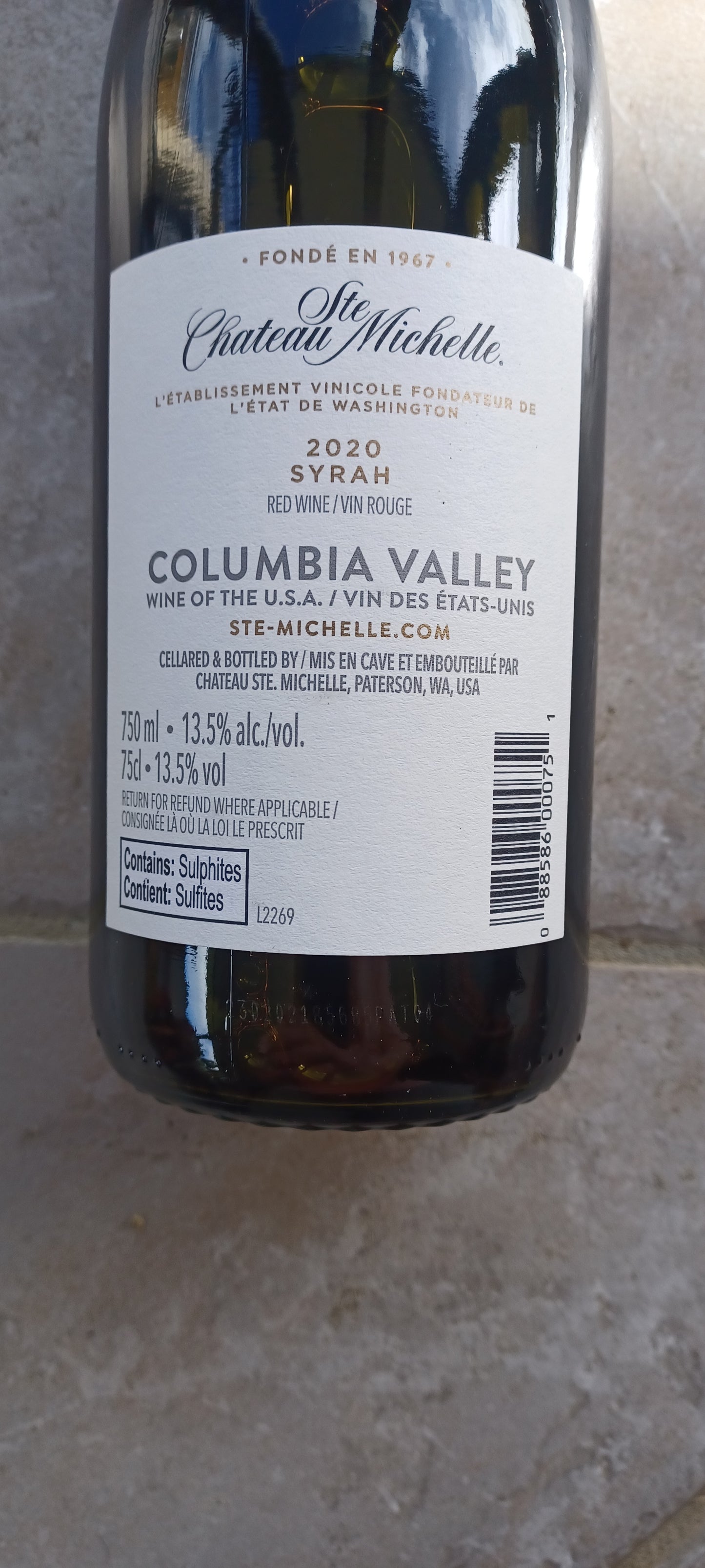 Ch Ste Michelle Columbia Valley Syrah 2020