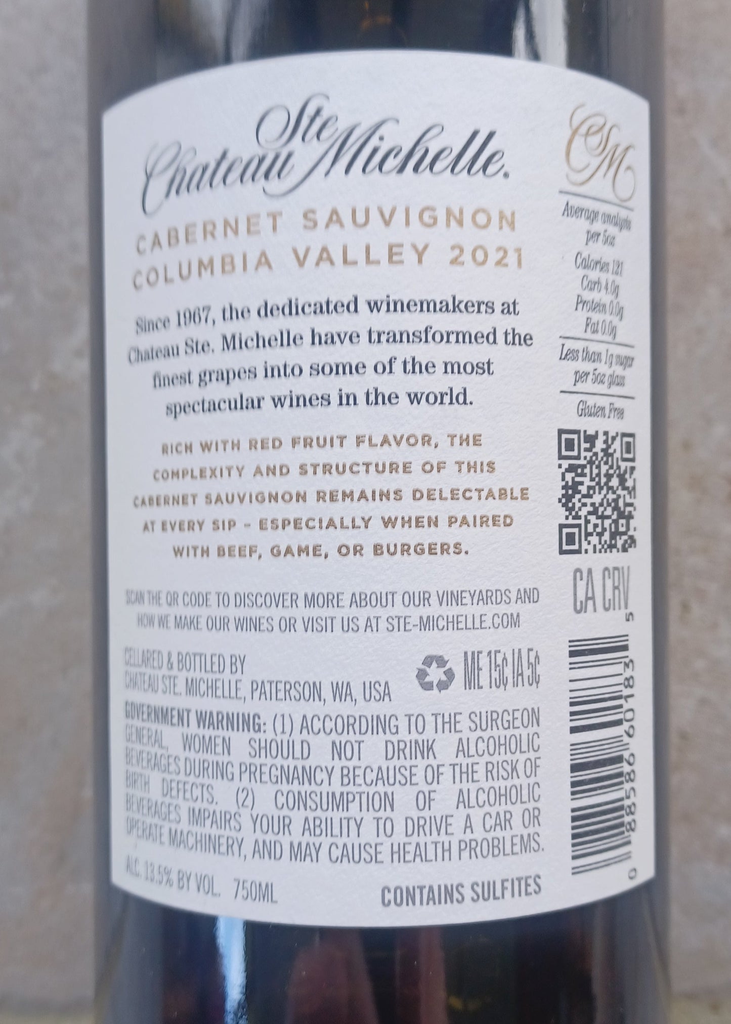 Ch Ste Michelle Columbia Valley Cabernet Sauvignon 2021
