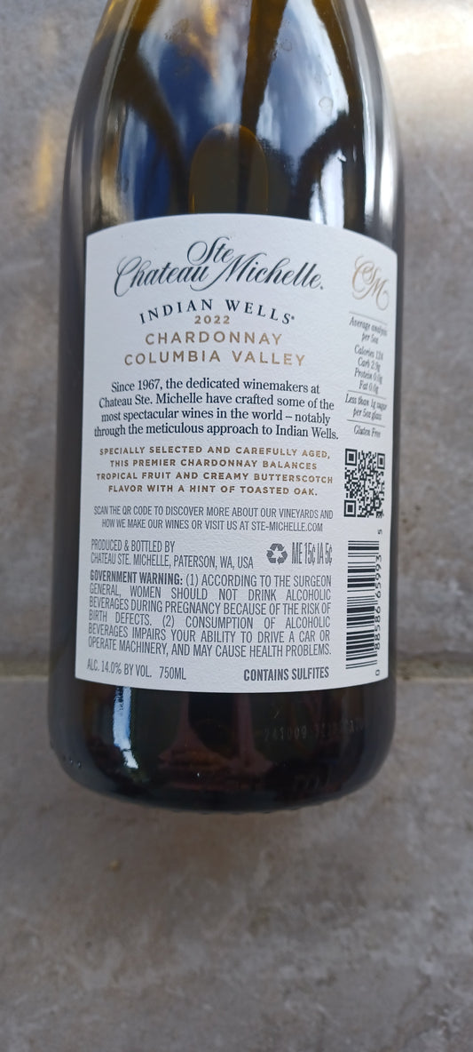 Ch Ste Michelle Indian Wells Chardonnay 2022