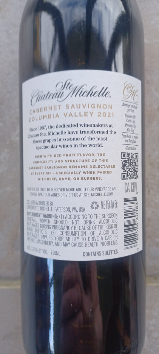 Ch Ste Michelle Columbia Valley Cabernet Sauvignon 2021